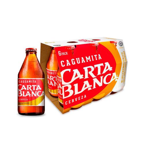 Cerveza Clara Caguamita Carta Blanca 6 Botellas de 300ml c/u