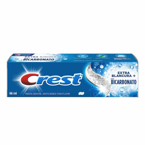 Pasta Dental Crest Extra Blancura con Bicarbonato Anticaries con Flúor 66ml