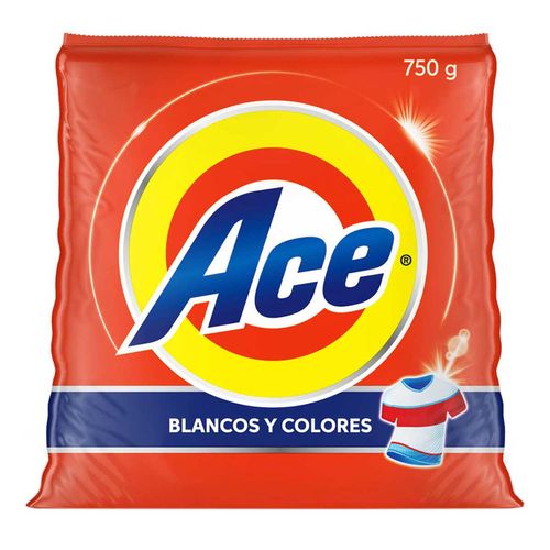 Detergente en Polvo Ace Limpieza Completa Blancos y Colores 750g