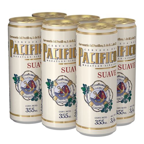 Cerveza Pacifico Suave 6 Pack Lata 355ml