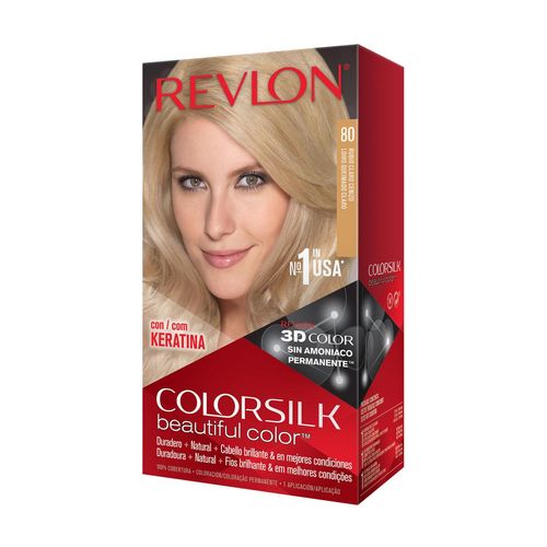 Tinte para cabello Colorsilk  Queratina tono 80 Rubio Claro Cenizo 59.1 ml