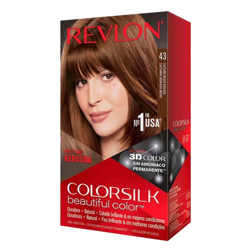 Tinte para cabello Colorsilk Queratina tono 43 Castaño Medio Dorado
