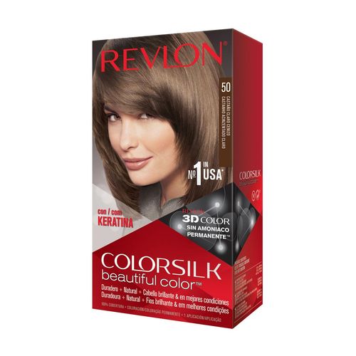 Tinte para cabello Colorsilk  Queratina tono 50 Castaño Claro Cenizo