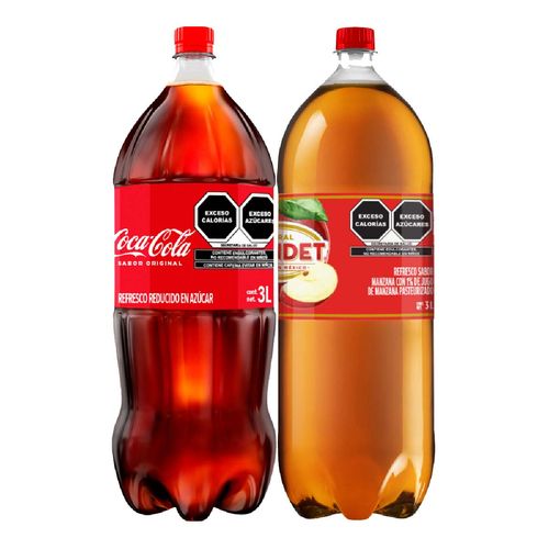 Refresco Coca-Cola Original + Refresco Sidral Mundet 2 Pack 3L