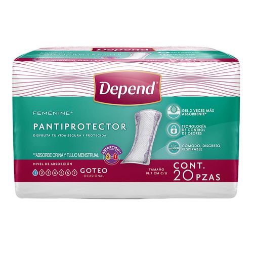 Pantiprotectores para Incontinencia Depend Panty 20 Pantiprotectores