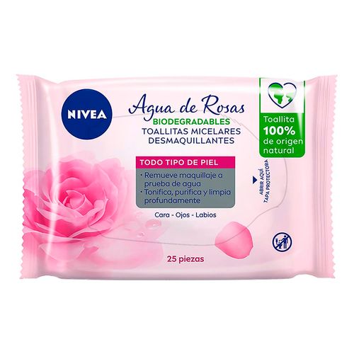 Toallitas Faciales Desmaquillantes Micelares NIVEA Agua De Rosas 25 piezas