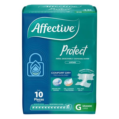 Pañales para Incontinencia Affective Protect Talla Grande 10 Pañales