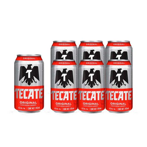Cerveza Clara Tecate Original 6 Pack Lata 355 ml
