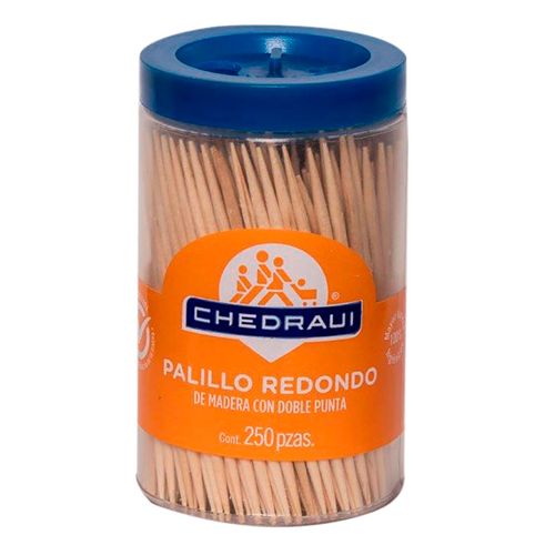 Palillos de Madera Chedraui Redondos Doble Punta Vaso con 250 Palillos