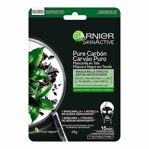Mascarilla Facial en Tela Garnier SkinActive Pure Carbón Efecto Detox