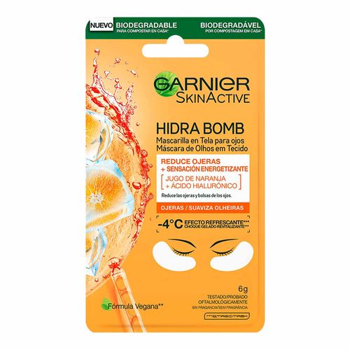 Mascarilla Facial en Tela para Ojos Garnier Skin Active Naranja + Ácido Hialurónico 6g