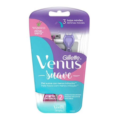 Venus Suave Rastrillo Desechable con Aloe Vera 2 Unidades