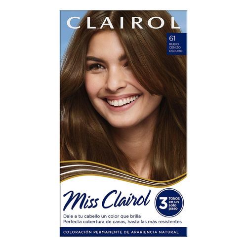 Tinte Permanente Miss Clairol 61 Rubio Cenizo Oscuro