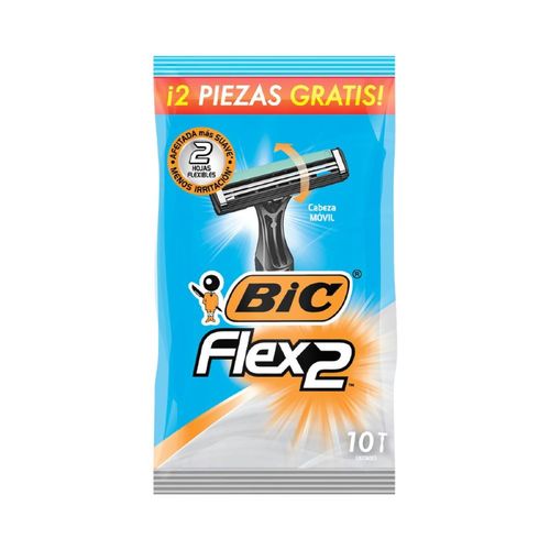Rastrillo Bic Flex 2 Hojas Flexibles 8 + 2 Piezas