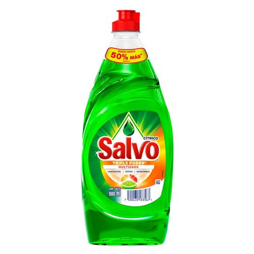 Lavatrastes Líquido Salvo Triple Poder Multiusos Cítrico 900ml