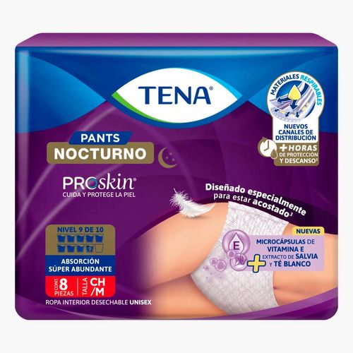 Ropa Interior Desechable Tena Pants Nocturno Talla Chica Mediana 8 Piezas