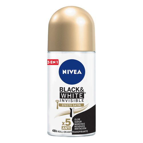 Antitranspirante en Roll On Nivea Black & White Efecto Satín 50ml
