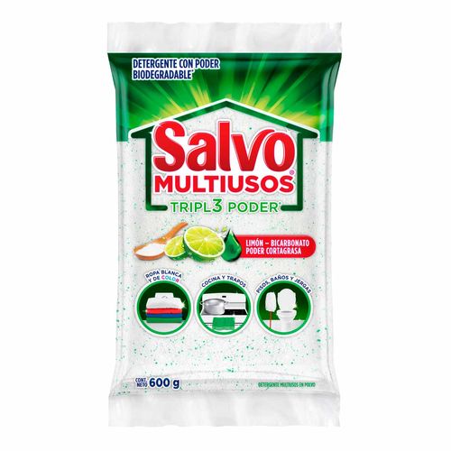 Detergente en Polvo Salvo Multiusos Triple Poder 600g