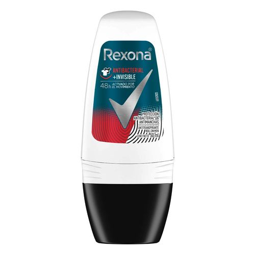 Antitranspirante Rexona Men Antibacterial + invisible en Rollon para Hombre 50ml