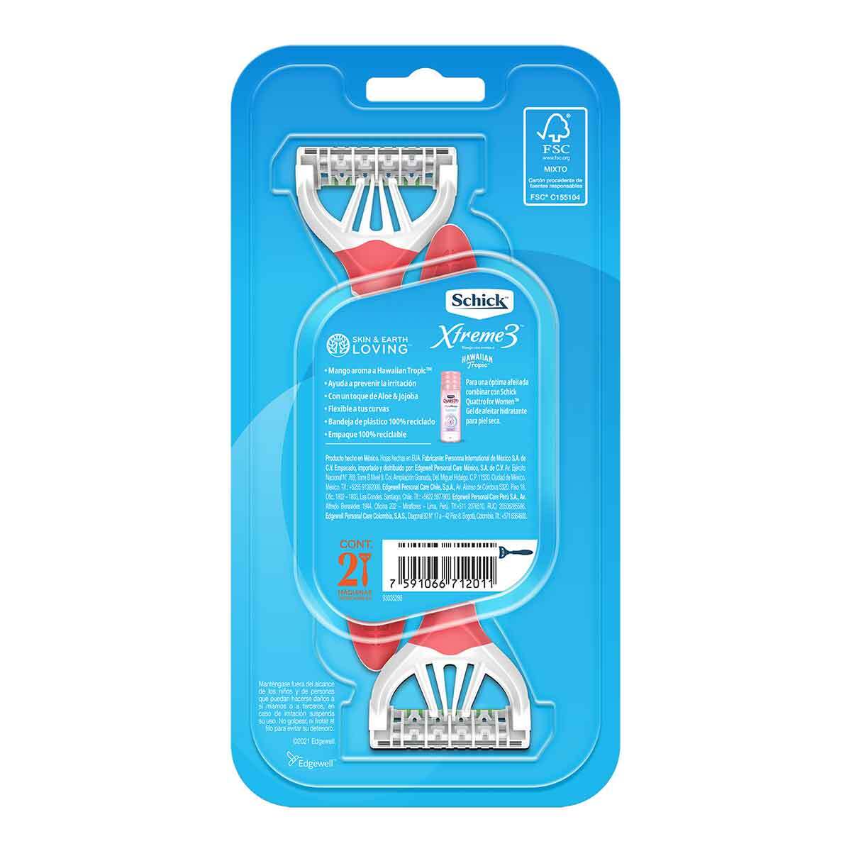 Rastrillos Desechables Schick Xtreme3 Hawaiian Tropic con 2 Rastrillos ...