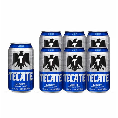 Cerveza Clara Tecate Light 6 Pack Lata 355 ml.