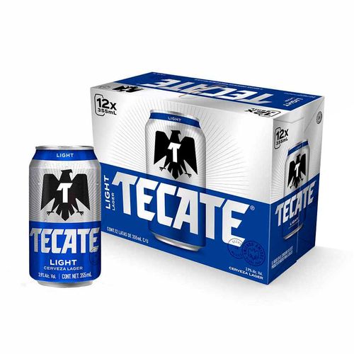 Cerveza Clara Tecate Light 12 Latas de 355ml c/u
