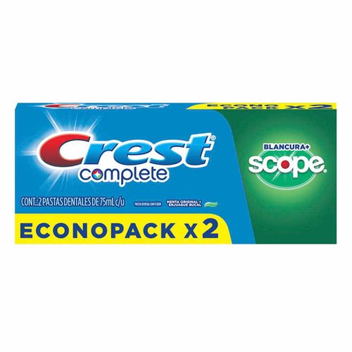 Pasta Dental Crest Complete Blancura Scope 2 Piezas de 75ml