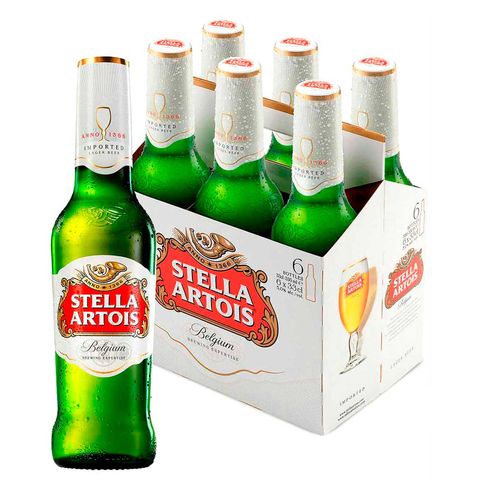 Cerveza Stella Artois 6 Botellas de 330ml c/u.