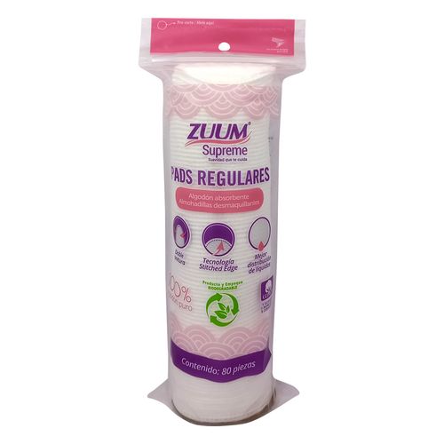 Pads Desmaquillantes Zuum Premium Regulares 80 Pads