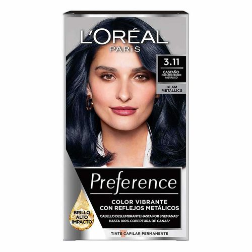 Tinte de Cabello L´Oréal Preference 3.11 Castaño Oscuro Cenizo Metálico