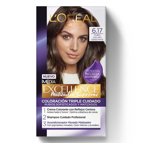Tinte de Cabello Imédia Excellence de L’Oréal Paris 6.17 Rubio Oscuro