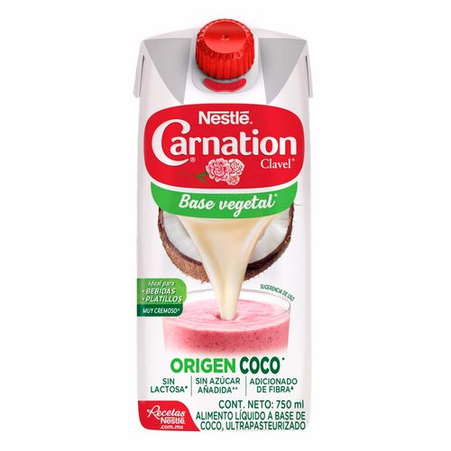 Leche Evaporada Nestlé Carnation Clavel Origen Coco Brick 750ml