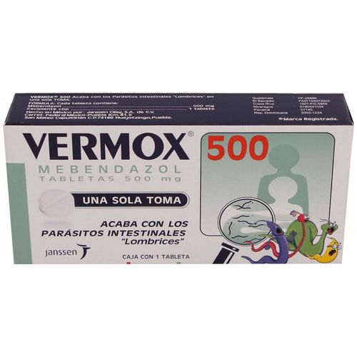 Tableta Vermox 500mg Una Sola Toma Caja con 1 Tableta