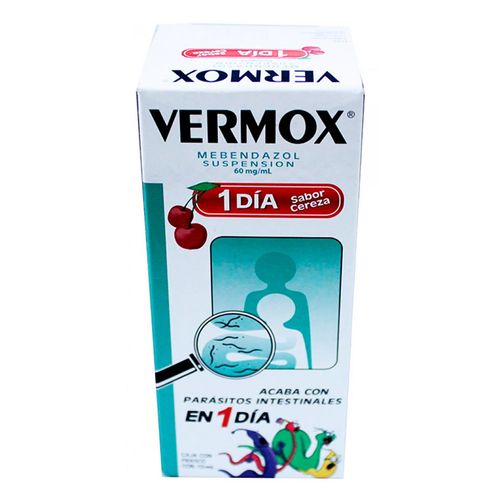 Suspensión Vermox 1 Día 60mg Sabor Cereza Frasco con 10ml