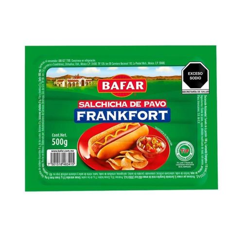 Salchicha de Pavo tipo Frankfort Bafar 500 g