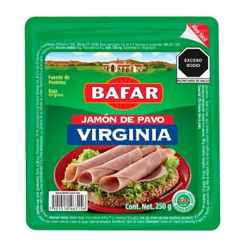 Jamón de Pavo tipo Virginia Bafar 250 g