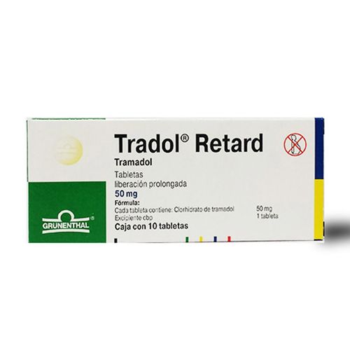 Tabletas Tradol Retard 50mg Caja con 10 Tabletas