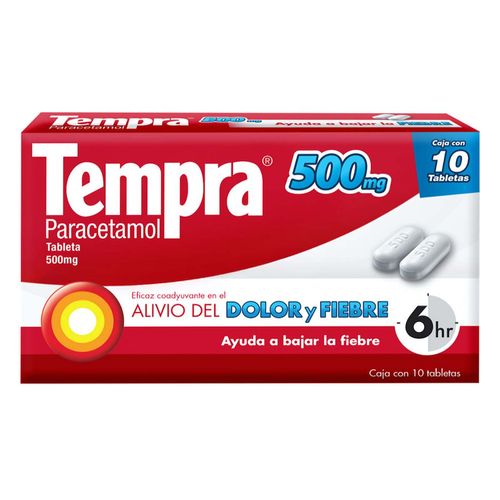 Tabletas Tempra 500mg Paracetamol Adultos 10 Tabletas