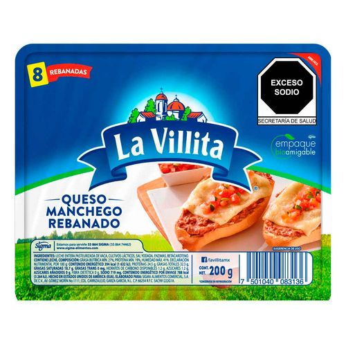 Queso La Villita Tipo Manchego Rebanado 200g