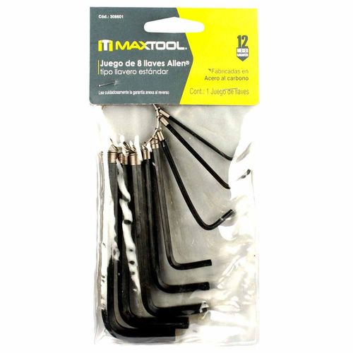 Juego de 8 Llaves Allen Maxtool Tipo Llavero Estándar