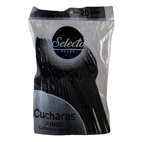 Cucharas Desechables Selecto Brand Jumbo Color Negro 25 Cucharas