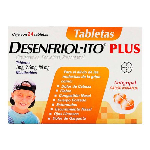 Tabletas Masticables Desenfriol-ito Plus Antigripal Paracetamol 80mg 24 Tabletas