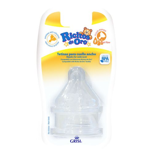 Tetinas Flujo Rápido Cuello Ancho Ricitos de Oro 2 Piezas