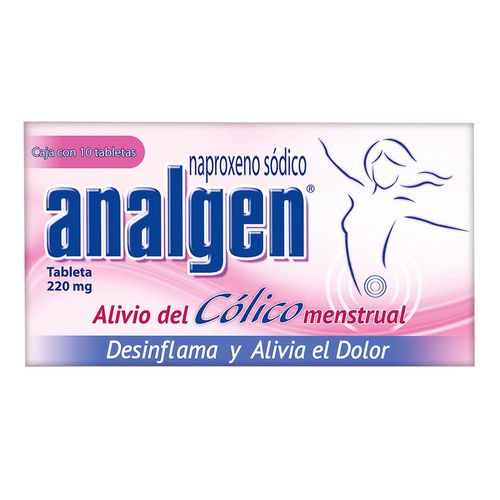 Tabletas Analgen Cólicos 220mg Caja con 10 Tabletas