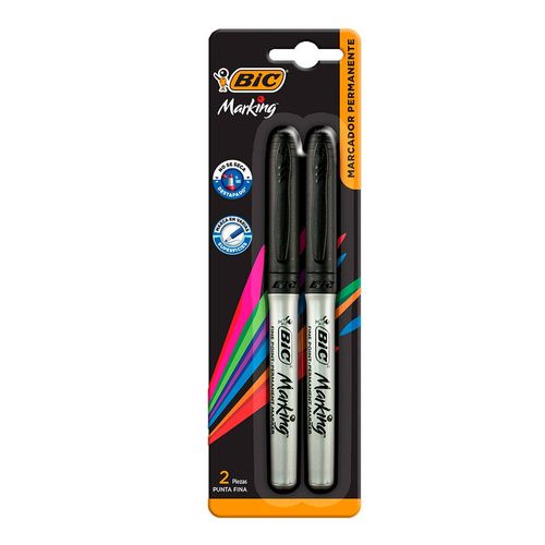 Marcador Bic Permanente Marking Punto Fino Negro 2 Piezas