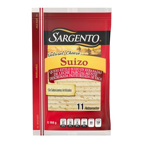 Queso Sargento Suizo Rebanado 198g