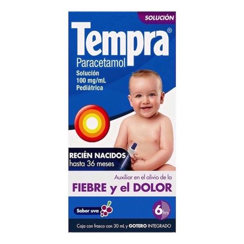 Solución Pediátrica Tempra con Paracetamol Sabor Uva 30ml