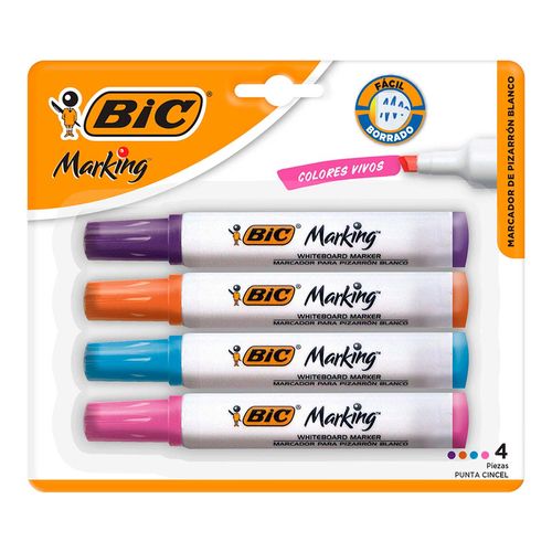 Marcador de Pizarrón Bic Marking Surtido de Colores 4 Piezas