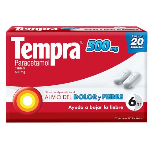 Tabletas Tempra 500mg Paracetamol Adultos 20 Tabletas