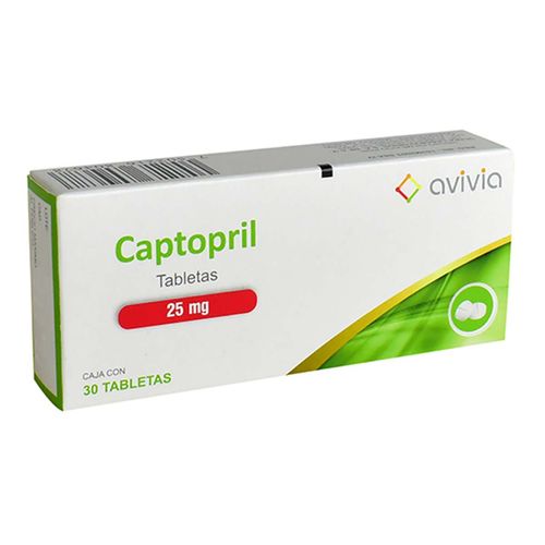 Tabletas Genéricas Captopril 25mg Caja con 30 Tabletas